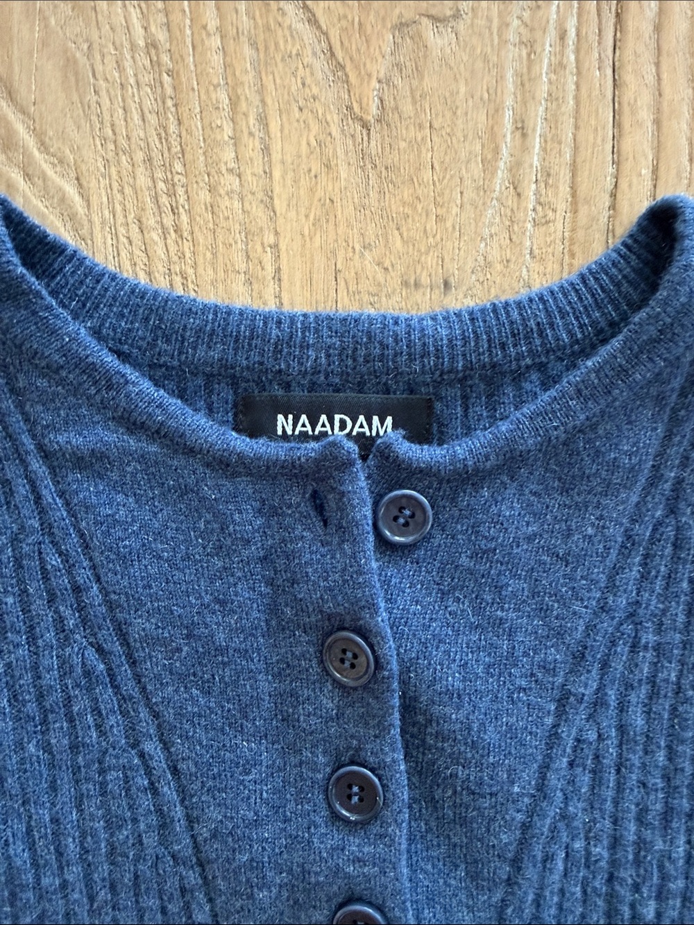 NAADAM Navy Ribbed Button Henley Sweater - Picture 2 of 2